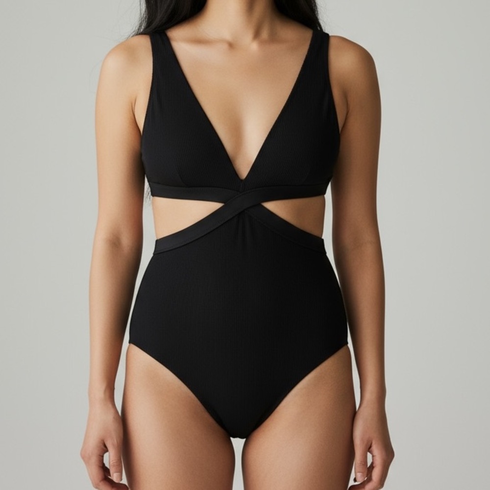 Aerie One piece cut out fine ribbed full coverage swimsuit Ladies size medium